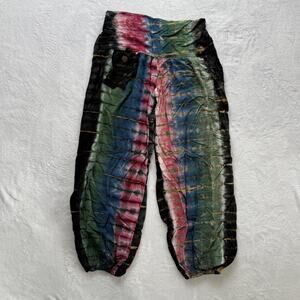 Earthbound Pants Womens Small Multicolor Tie Dye Harem Boho Festival Elastic